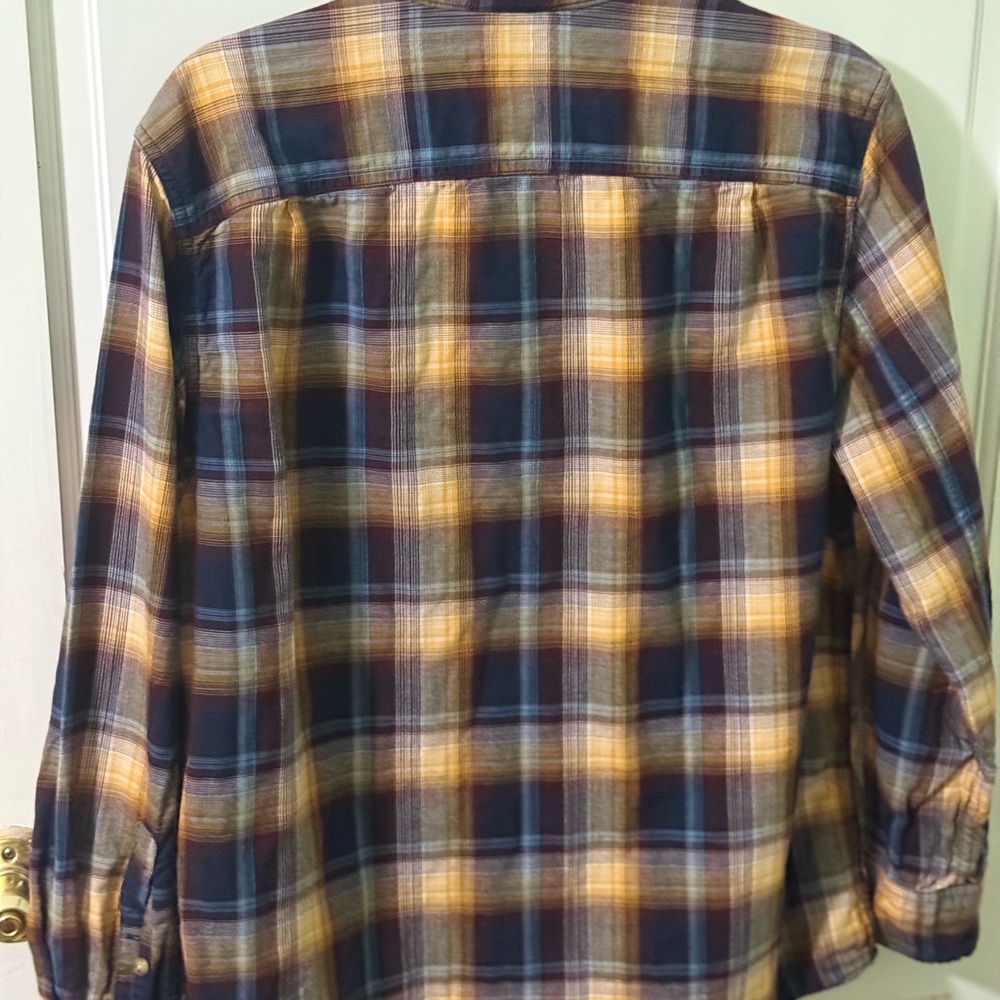 Alesbury Men's Plaid Button-Down Shirt - Navy and Mustard - Picture 2 of 3